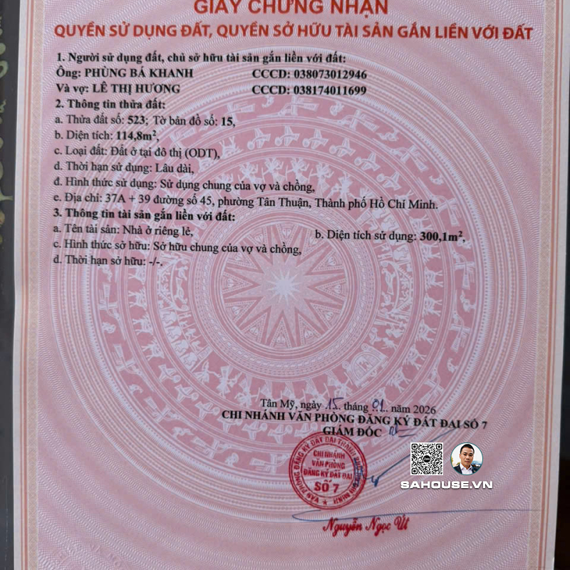 Bán Nhà Phố 37A–39 Đường Số 45 – Phường Tân Thuận, TP.HCM